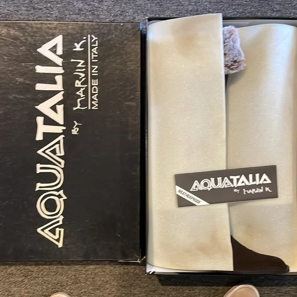 Aquatalia Italian Chocolate Suede tall boots with fur rare - Picture 7 of 8